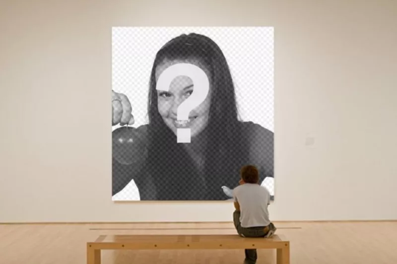 Photomontage de la peinture dans un musée avec cet effet de photo, observé par un visiteur solitaire. ..