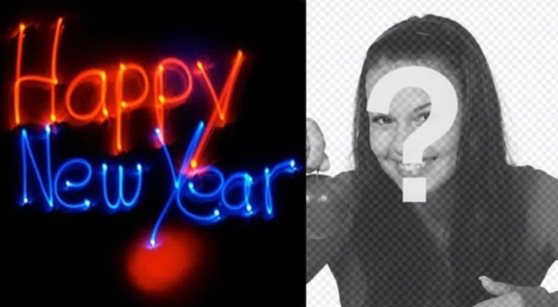 Félicite la nouvelle année avec une animation avec des lettres de néon avec votre photo..