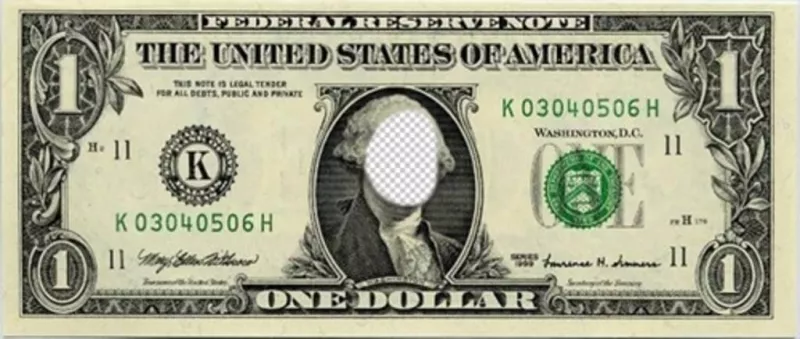 photomontages originale où vous pouvez mettre votre visage sur le billet dun dollar ..