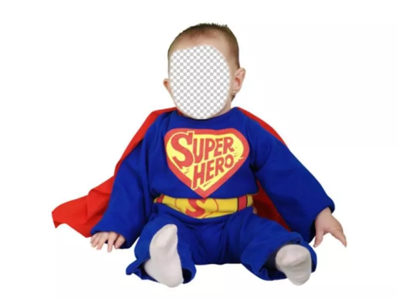Habillez votre bébé avec cet appel doffres photomontages de Superhero bleu avec cape rouge. ..