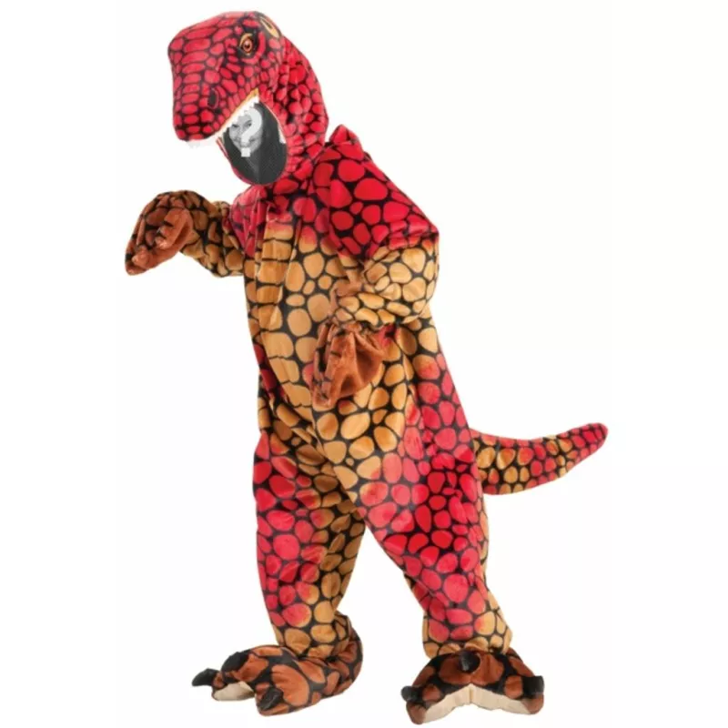 Créer des photomontages avec cette photo d'un enfant vêtu d'un dinosaure orange. ..