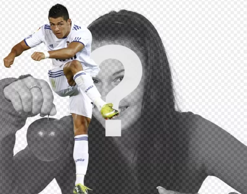 Photomontage avec Cristiano Ronaldo du Real Madrid Football formation uniforme blanc. ..