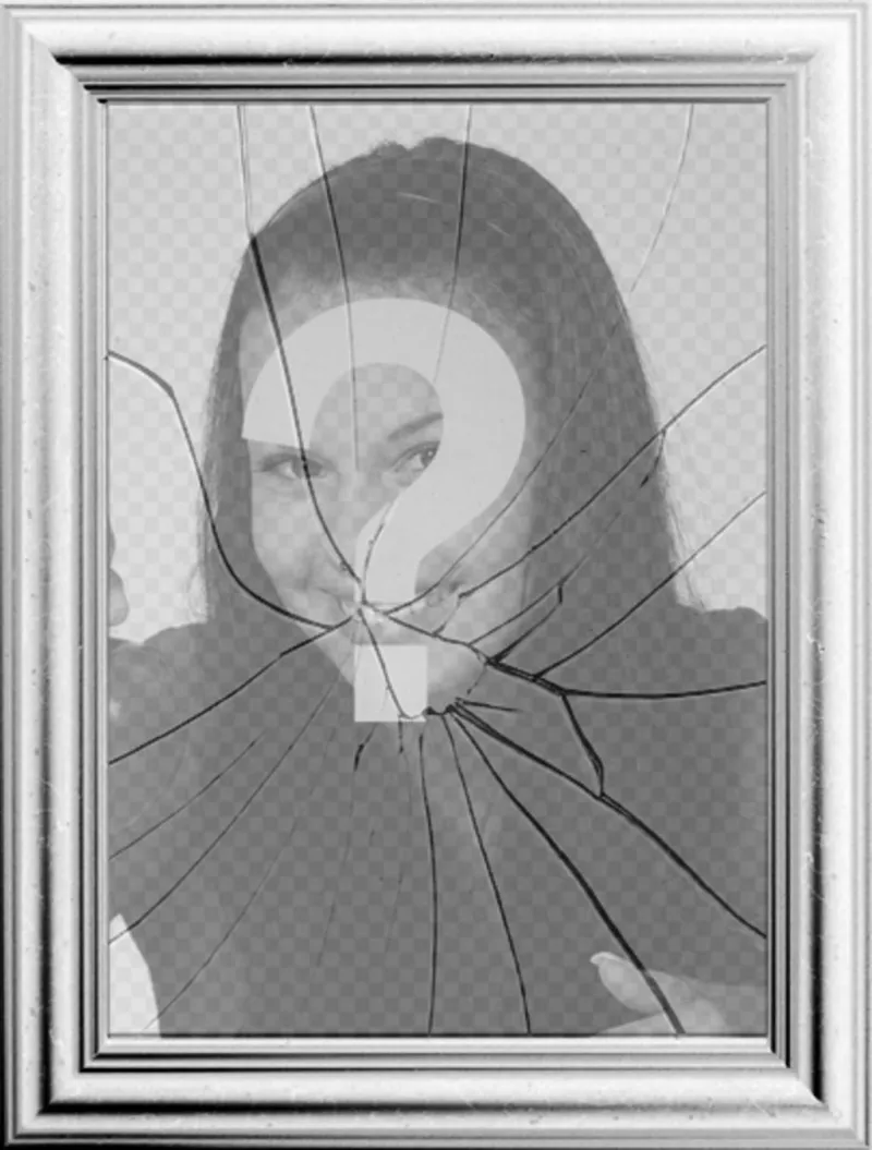 Cadre photo numérique, votre image sera reflétée dans un miroir brisé. Peut sembler curieux effet d'un cadre de tableau avec la vitre..