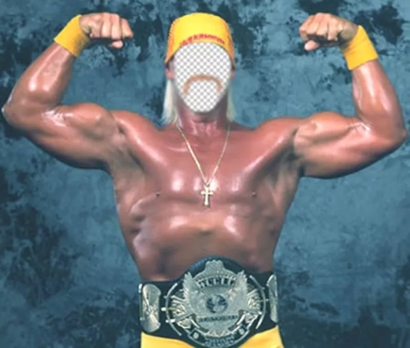 Photomontage de mettre un visage sur le corps de Hulk Hogan montrant sa force. ..