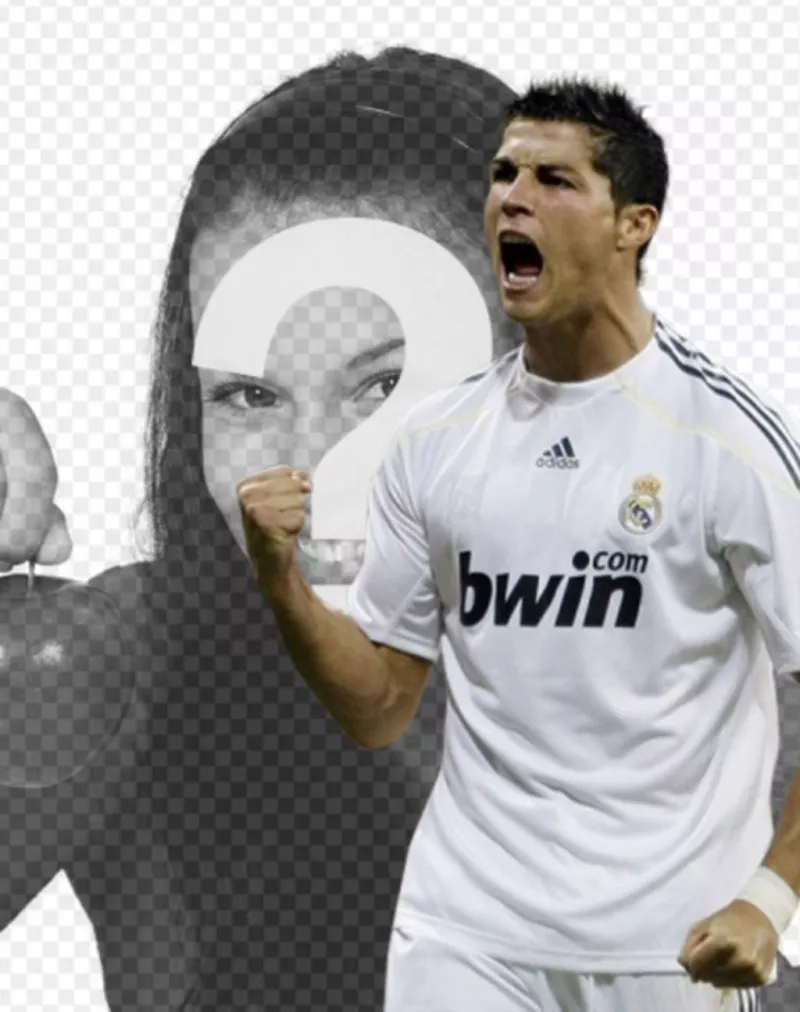 Photomontage de Cristiano Ronaldo crier après avoir marqué un but à apparaître avec..