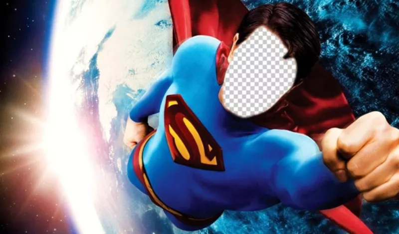 Photomontage pour devenir Superman volant au-dessus de la Terre ..