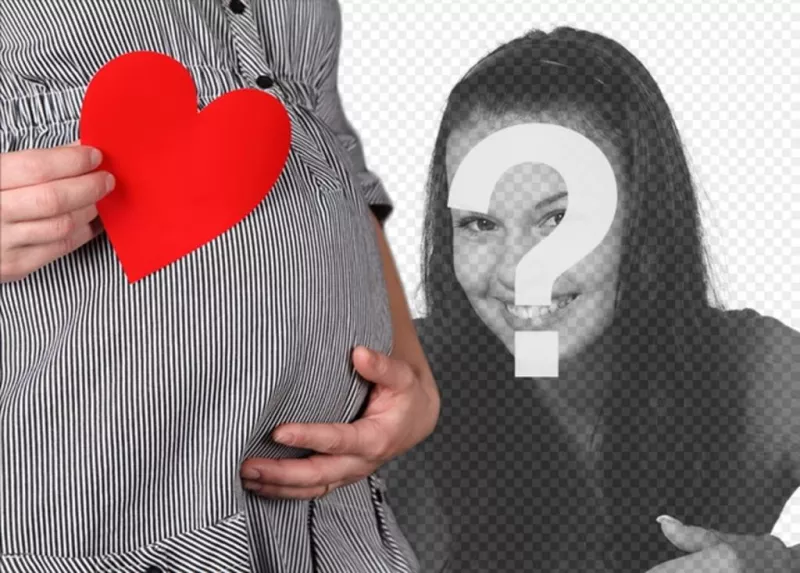 Photomontage avec une photo dun ventre de femme enceinte avec le coeur de papier rouge à la..