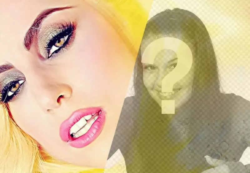 Photomontage avec Lady Gaga et une photo de vous avec des couleurs jaunes à personnaliser avec une phrase et un filtre..