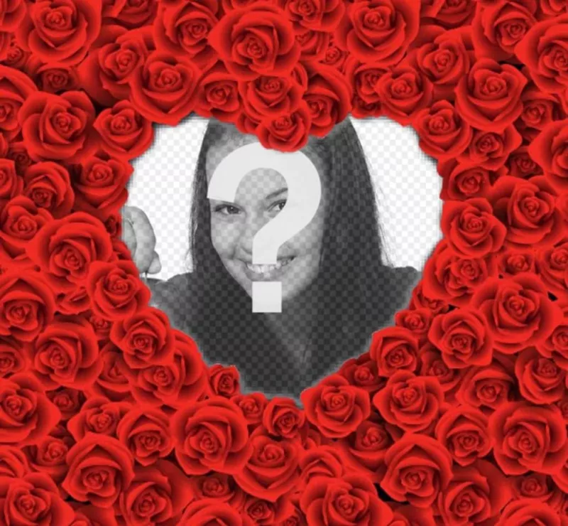 Cadre photo en forme de coeur rempli de roses rouges pour vos photos romantiques..