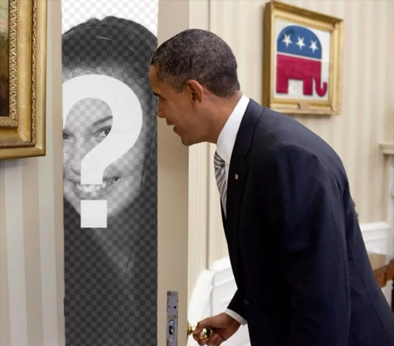 Photomontage de Barack Obama dans lequel votre photo apparaît derrière la porte qui..