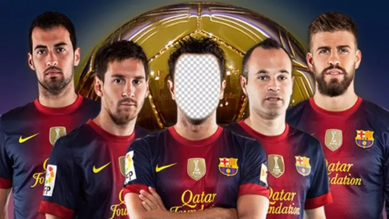 Photomontage où vous pouvez mettre votre photo sur un joueur de football de Barcelone ..