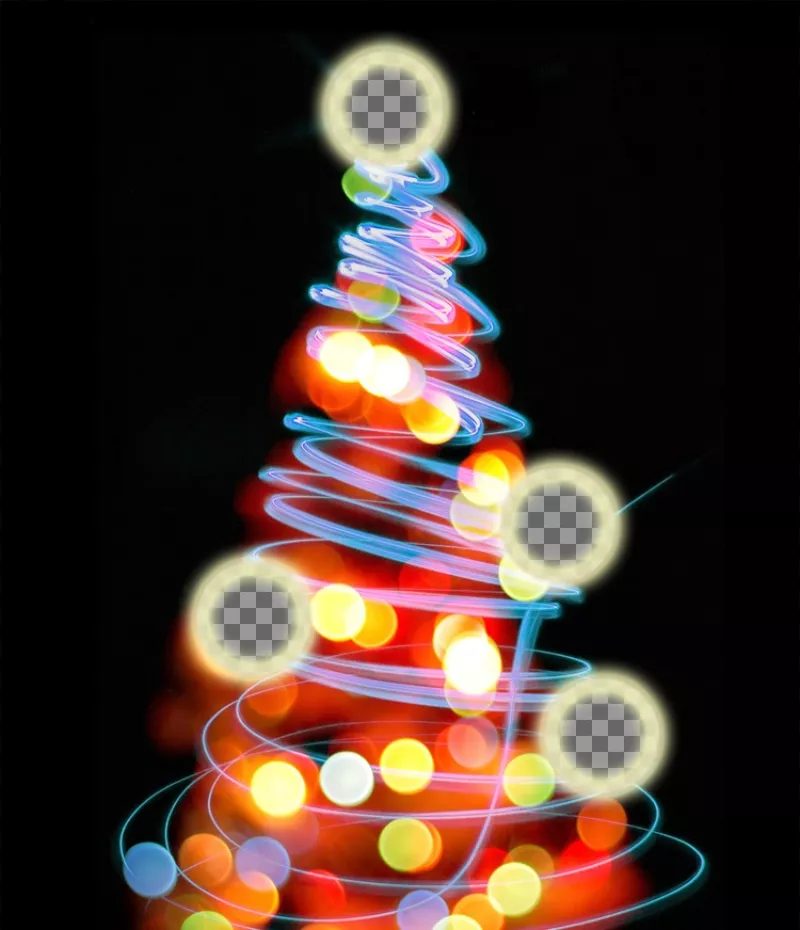 Arbre de Noël photomontage où vous pouvez mettre 4 photos sur les boules..