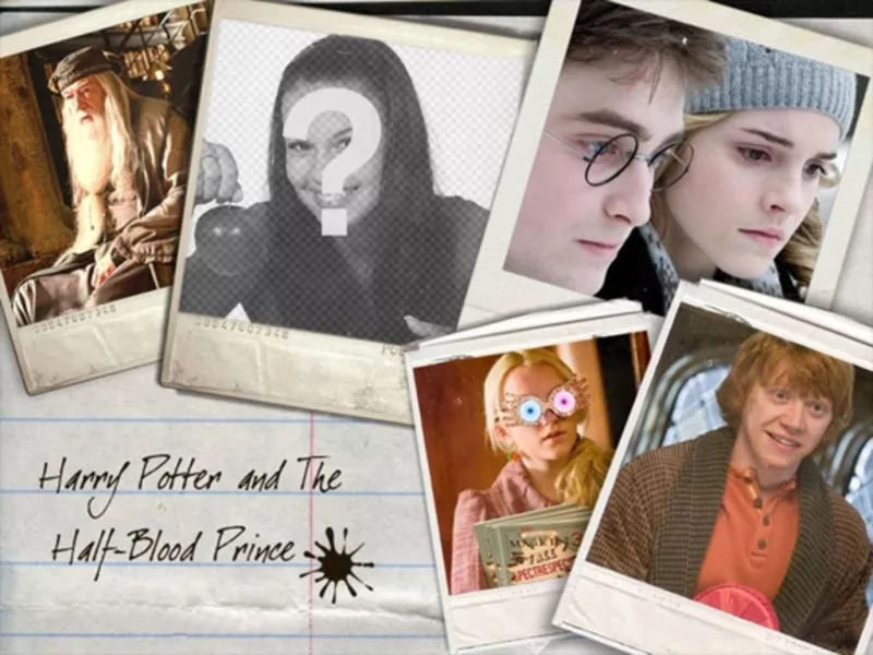 Mettez votre image à côté des protagonistes du film Harry Potter: Hermione Granger, Ron Weasley... ..