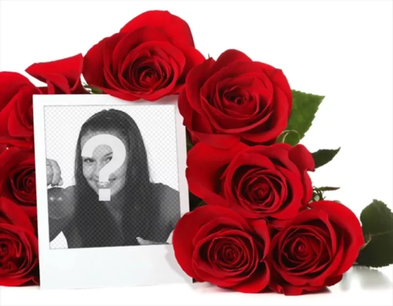 Cadre photo en ligne entourée dun bouquet de roses. ..