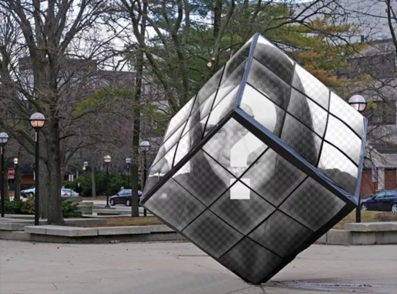 Rubiks Cube comme un monument de la rue où vous pouvez mettre votre..
