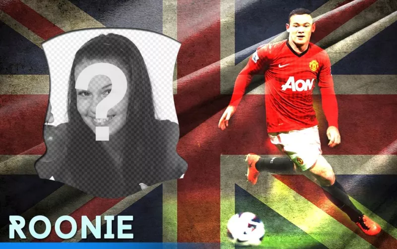 Montage avec Wayne Rooney, l'attaquant de l'équipe anglaise. ..