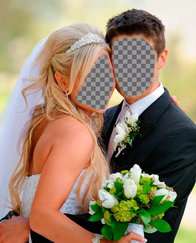 Mariage photomontages pour devenir mari et femme de jeunes mariés. ..