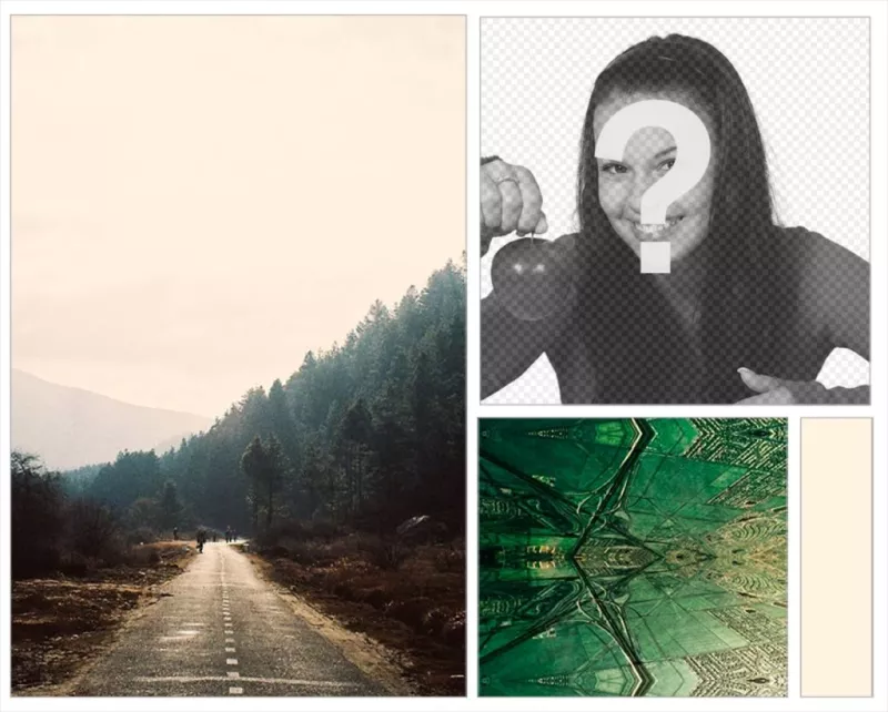 Collage de mettre votre photo sur un fond de forêt et fractales indie. ..