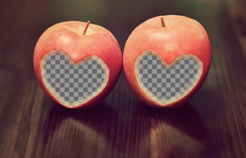 Amour photomontage pour deux photos avec des pommes ..
