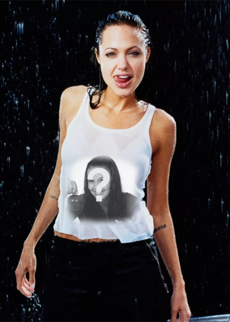 Placez votre photo sur le maillot de la sexy Angelina..