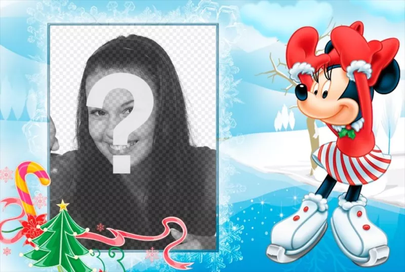 Carte postale de Noël avec votre enfant photo et Minnie. ..
