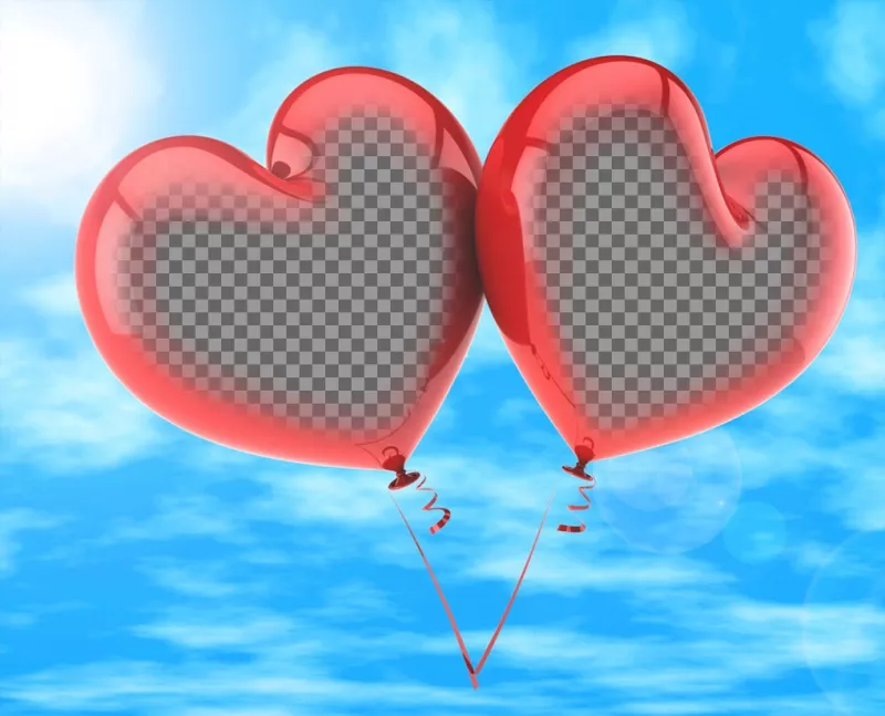 Effet pour deux photos de deux ballons en forme de coeur ..