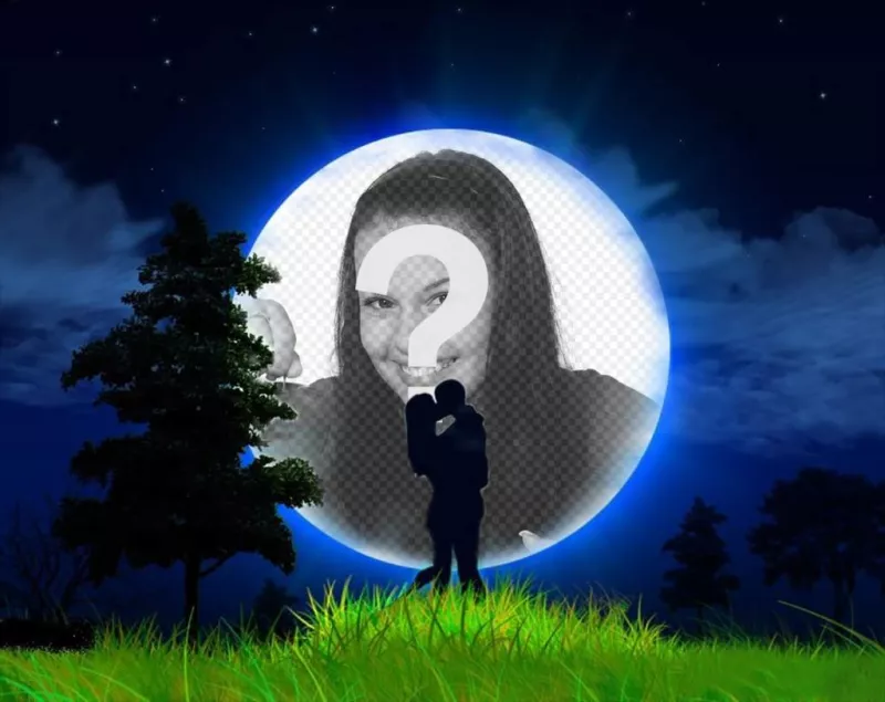 Amour effet photo dun couple et de la lune ..