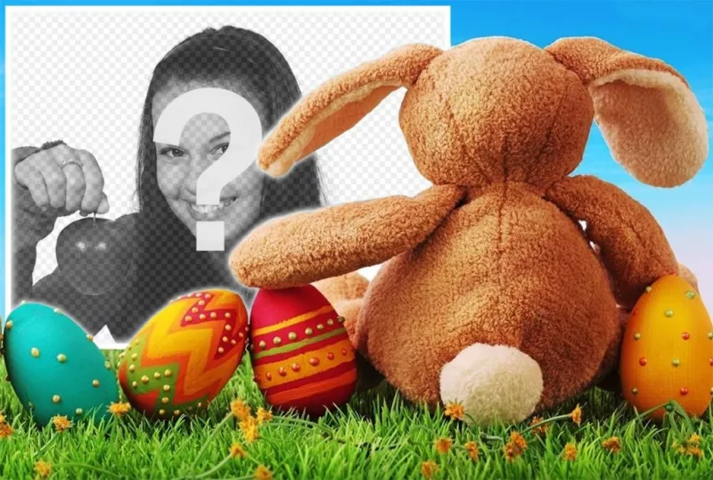 lapin de Pâques avec des oeufs décorés pour télécharger votre photo ..
