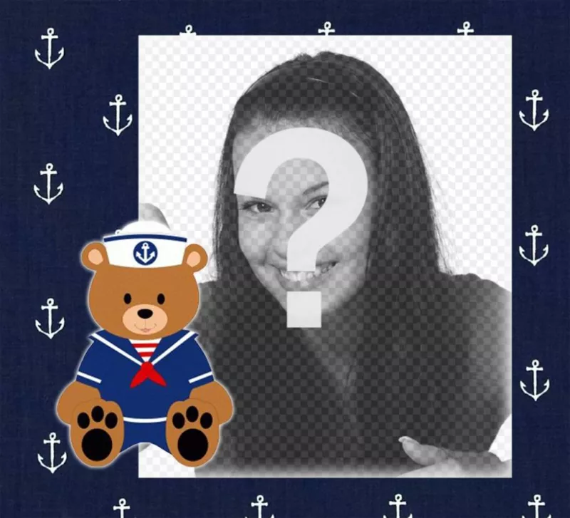 Cadre avec un marin ours en peluche pour télécharger une photo et décorer ..