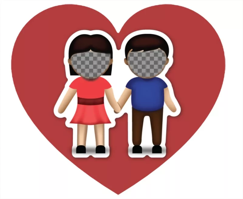 Effet photo damour avec le emoji du couple où vous pouvez télécharger deux photos ..