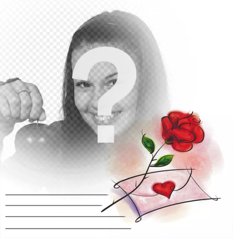 Effet photo avec une rose rouge et une lettre damour, vous pouvez modifier ..