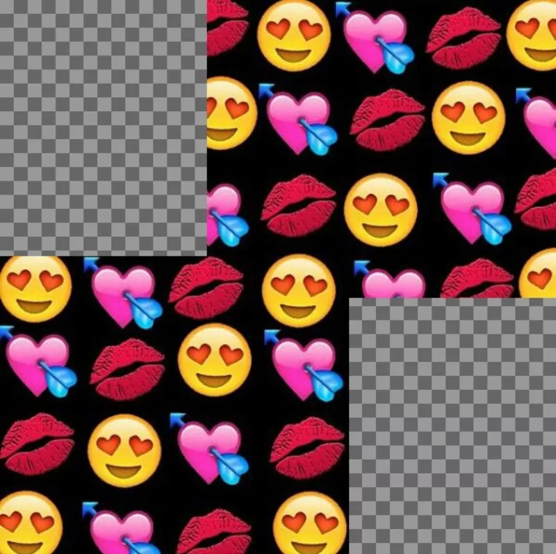 Cadre avec love emojis collage pour deux photos ..