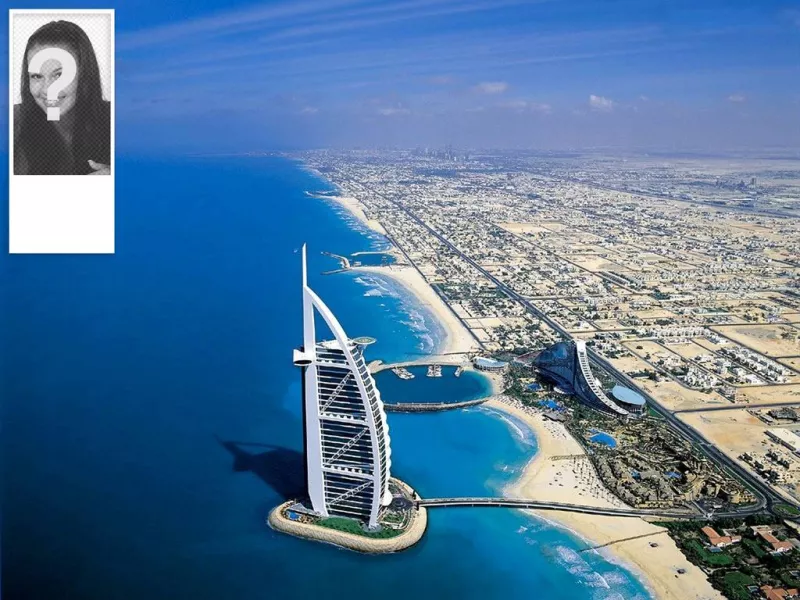 Fond Twitter avec votre photo, avec image de fond de Dubaï et l'Hôtel..