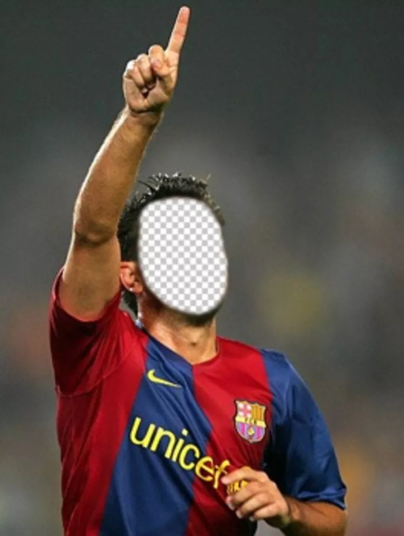 Photomontage de mettre un visage sur le footballeur Xavi Barca ..