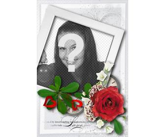 carte avec un style polaroid forme et une rose speciale pour saint valentin