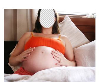 photomontage dune femme enceinte faire ligne