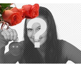decorez vos photos avec des roses rouges ce qui donnera une touche romantique mettez votre photo sur le fond