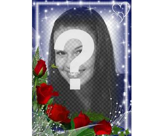 cadre photo avec des bords lumineux orne dquotun bouquet roses
