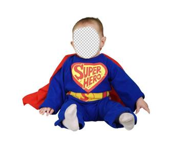 habillez votre bebe avec cet appel doffres photomontages superhero bleu avec cape rouge