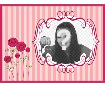 carte postale fete des meres avec un fond rose avec des fleurs pour mettre votre photo et texte pour feliciter