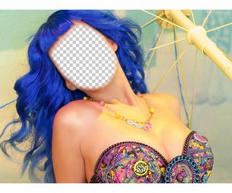 photomontage katy perry aux cheveux bleus pour mettre votre