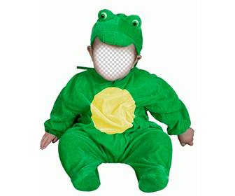 photomontage dun costume grenouille verte pour mettre vos babys font face