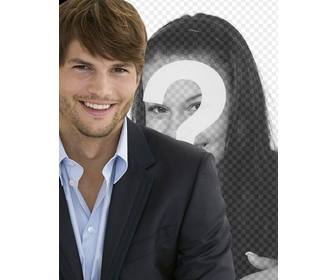 photomontage avec ashton kutcher dans un costume chaume et les cheveux courts davoir une photo avec lui