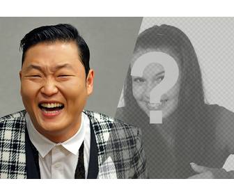 creer des photomontages avec psy chanteur createur celebre gangnam style ajoutant une photo qui apparait avec un filtre gris