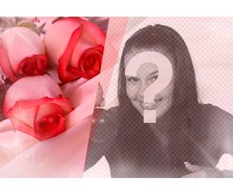 photomontage romantique mettre une photo votre partenaire avec des roses sur soie des perles et des eclairs lumiere