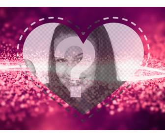 cadre photo romantique avec un coeur sur un fond rose avec des vagues diamants brillants telecharger une photo