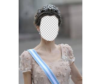 photomontage princesse letizia avec une grande couronne pour inserer votre photo