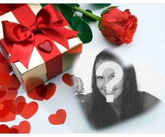 carte damour dans laquelle theres un cadeau coeurs et une rose vous pouvez mettre votre image linterieur dun coeur