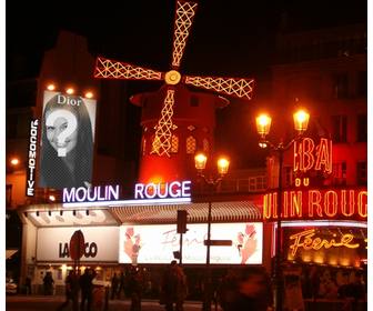 ajoutez votre photo une affiche publicitaire dior dans le moulin rouge dans le quartier rouge paris
