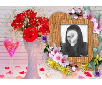 cadre photo avec des fleurs colorees